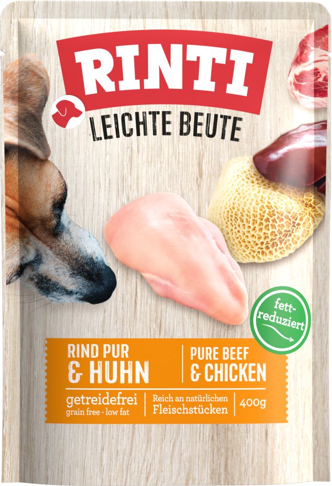 Rinti Leichte Beute Rind Pur + Huhn, 400 g Frischebeutel
