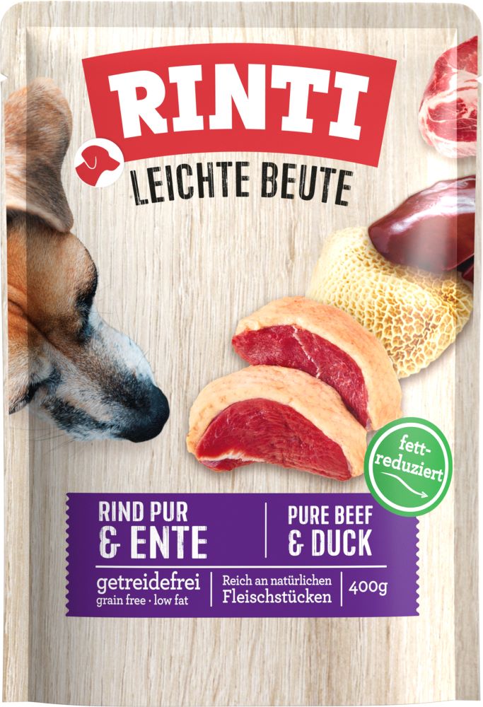 Rinti Leichte Beute Rind Pur + Ente, 400 g Frischebeutel