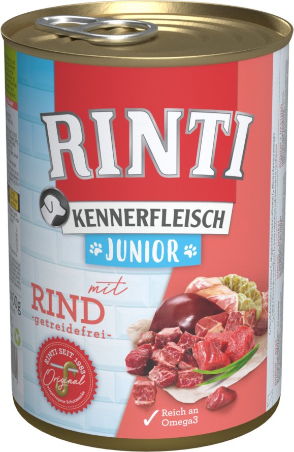 Rinti Kennerfleisch Junior – mit Rind, 400 g Dose
