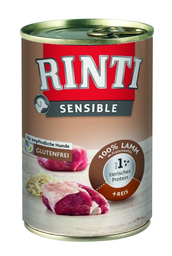 Rinti Sensible Lamm + Reis, 400 g Dose