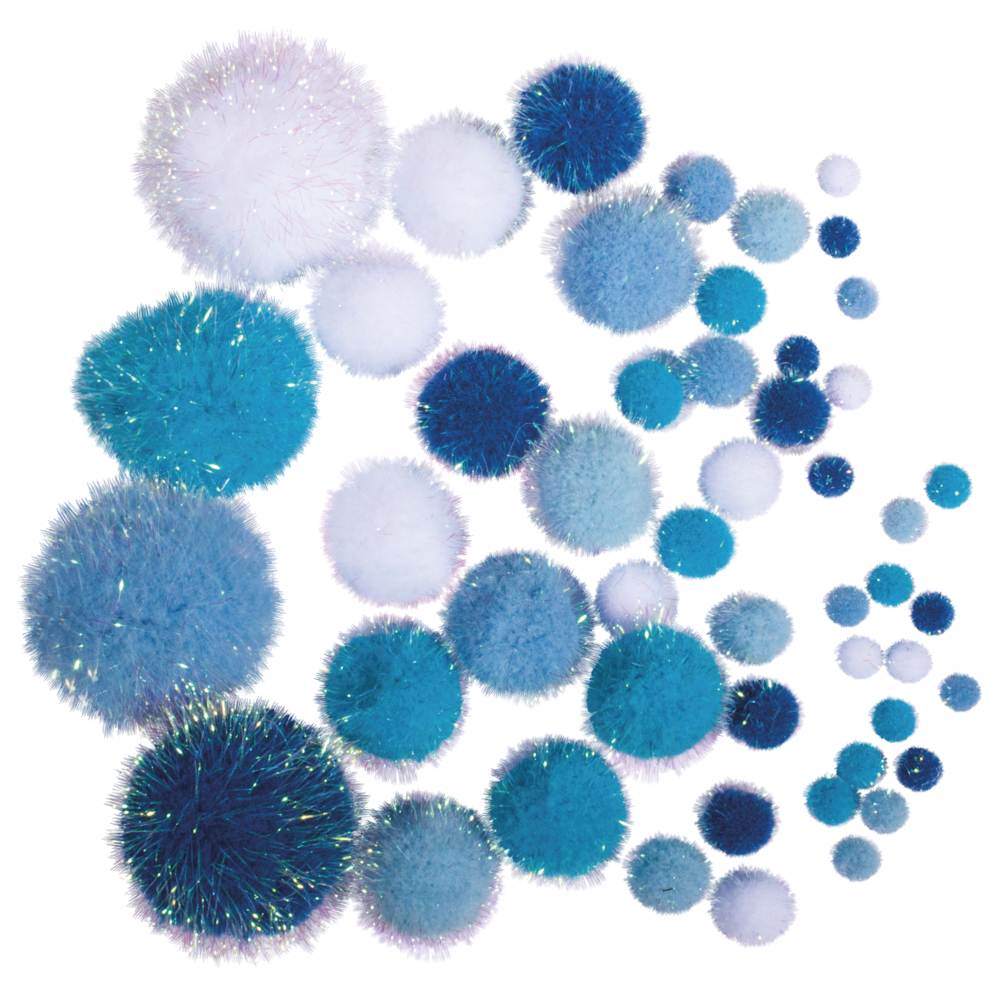 Rayher Metallic-Pompons blau und weiß