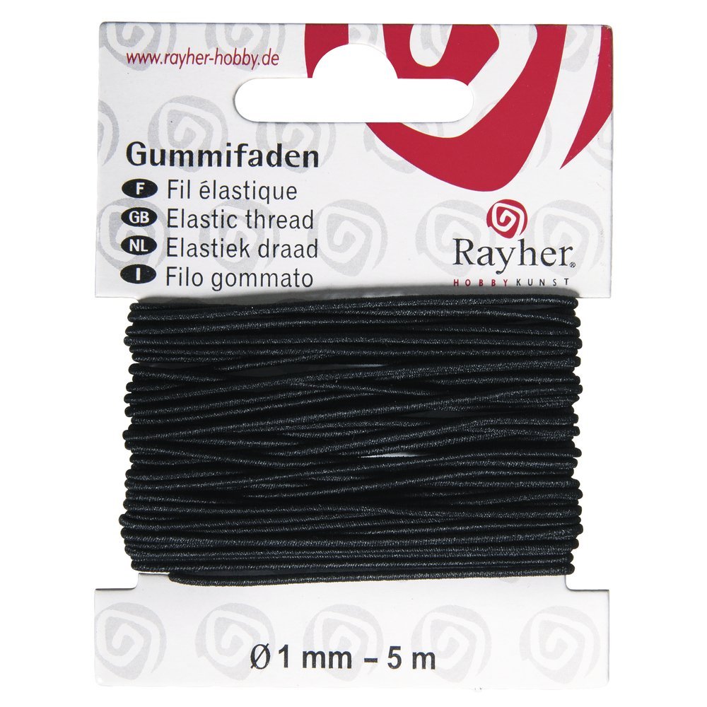 Gummifaden, 1mm ø, schwarz