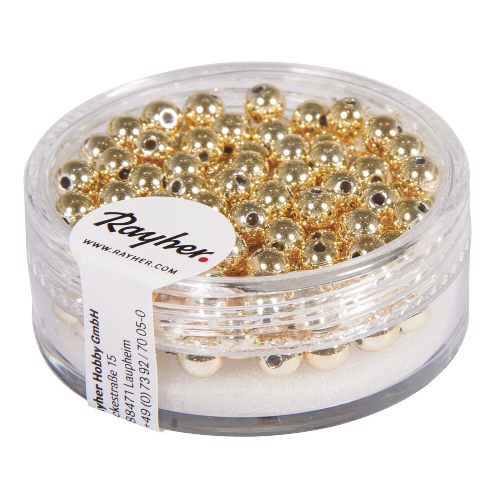 Plastik-Rundperlen, 4 mm ø, gold