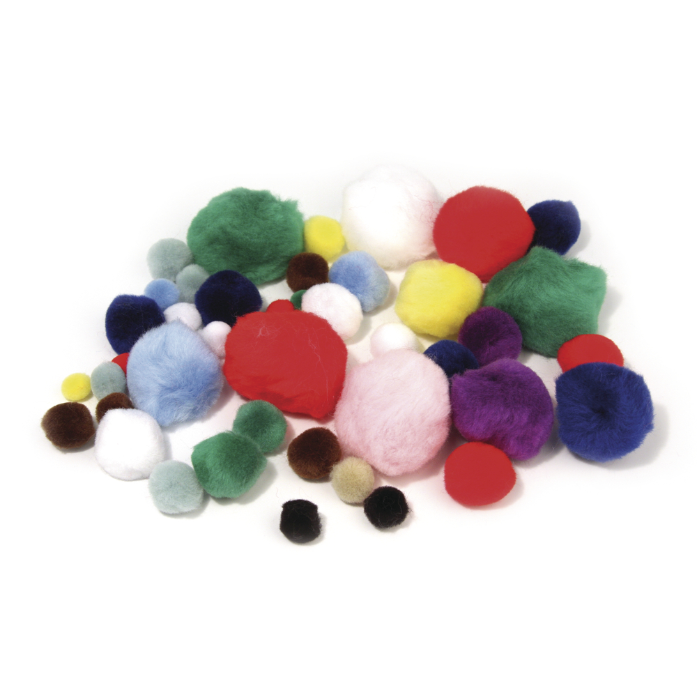 Pompons Farben +Größen sortiert 100x