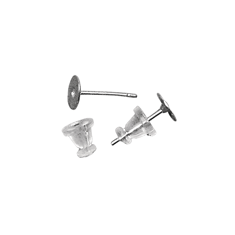 Ohrstecker m. Platte + Clutch, 6 mm ø