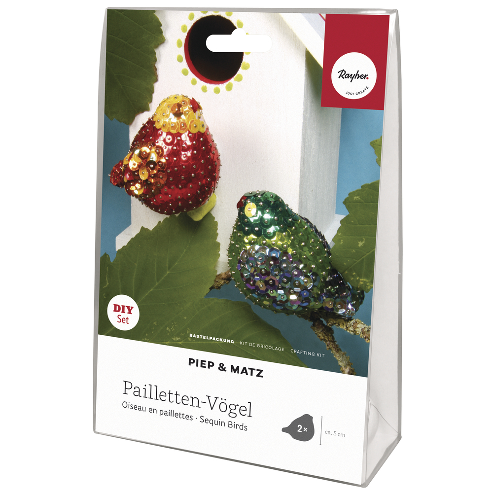 Pailletten Bastelset Vögel Piep & Matz