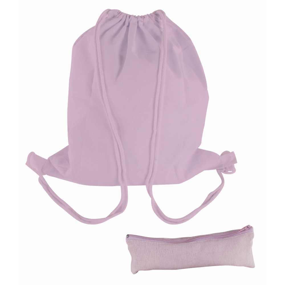 Turnbeutel mit Kordelzug + Stiftetasche, rosé