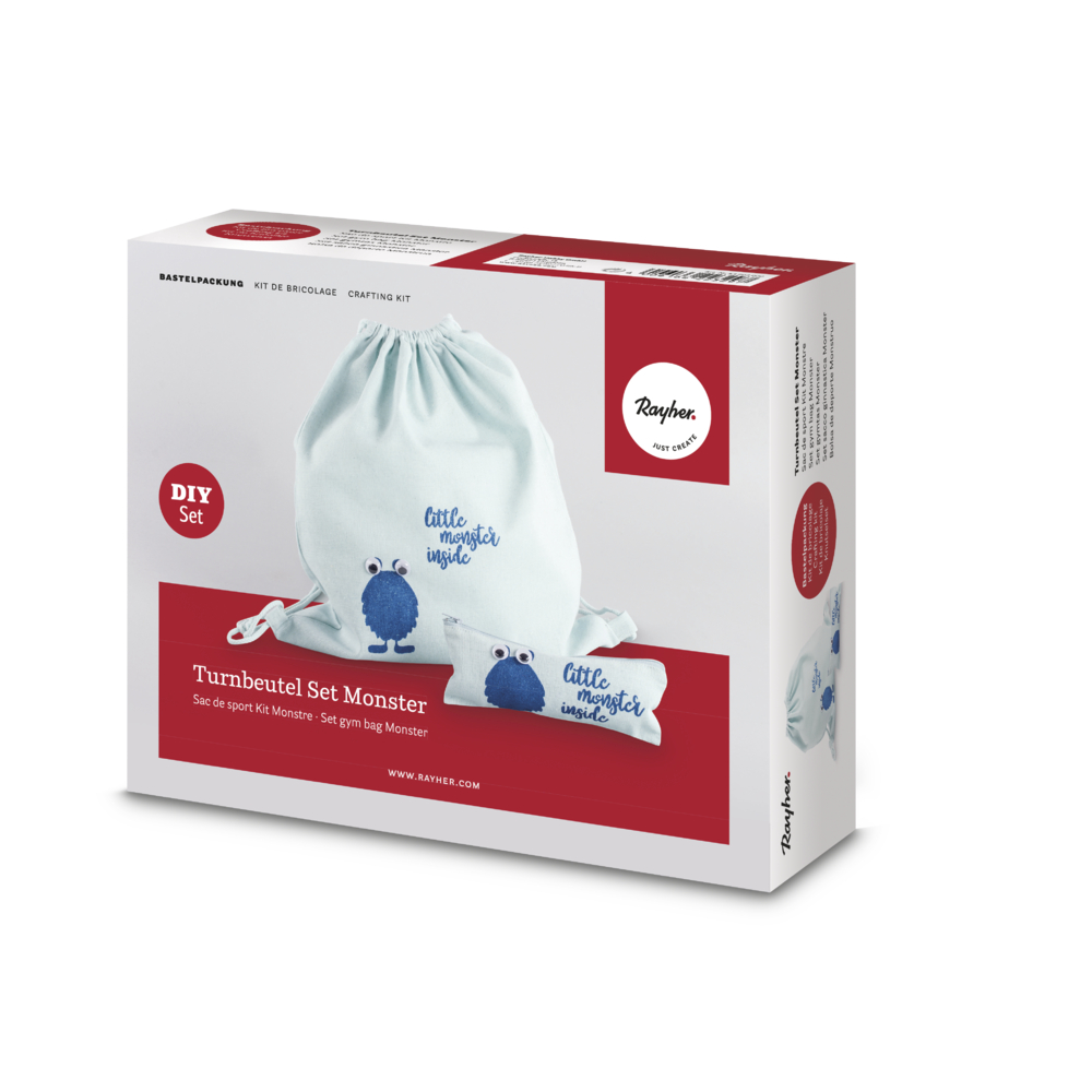 Bastelpackung Turnbeutel Set Monster 38×42+21x8cm