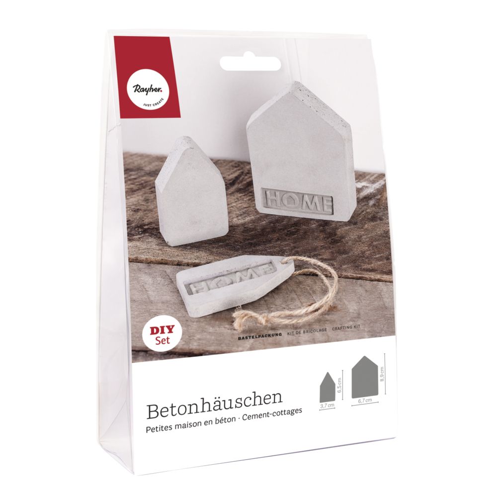 Bastelset Betonhäuschen (2x klein/1x groß)