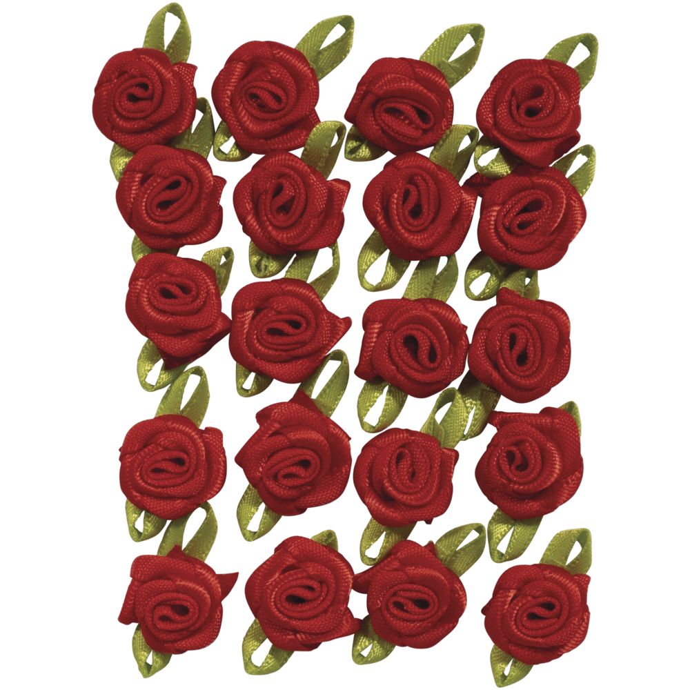 Röschen auf Schleife, 10mm ø, rot