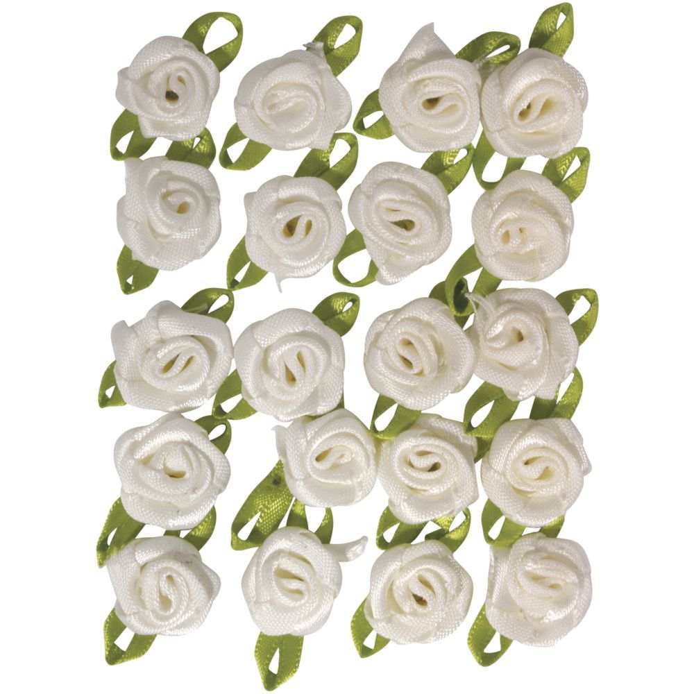 Röschen auf Schleife, 10 mm ø, creme