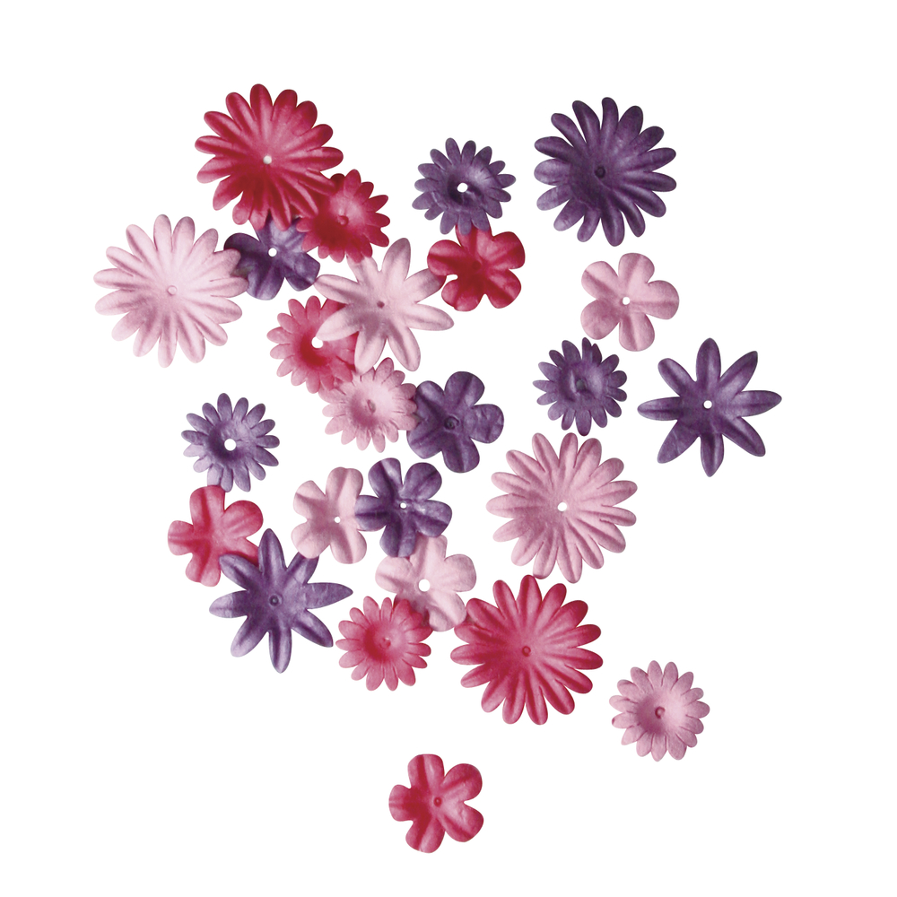Papier Blütenmischung Pinktöne 36St.