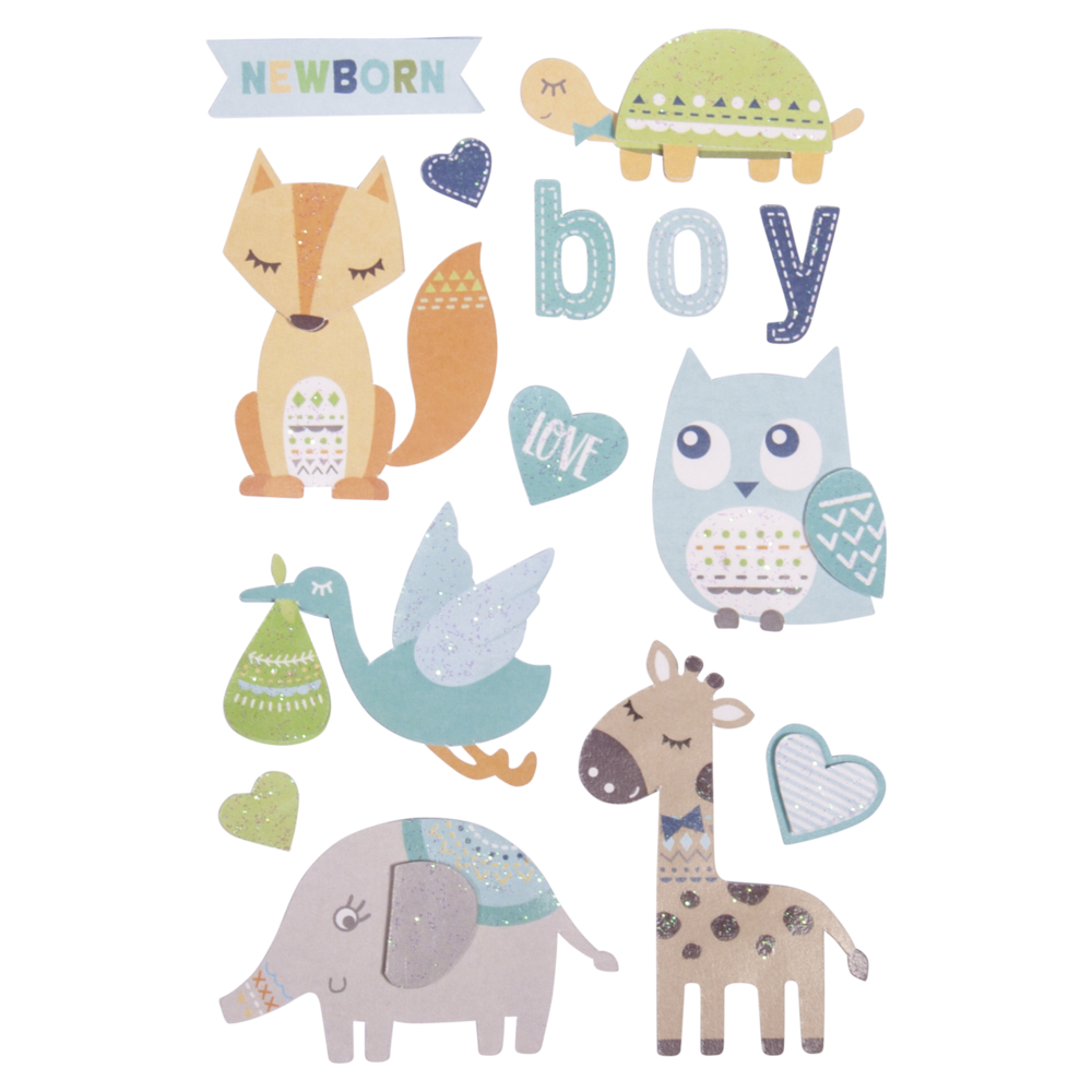 3D Papier Sticker Baby babyblau