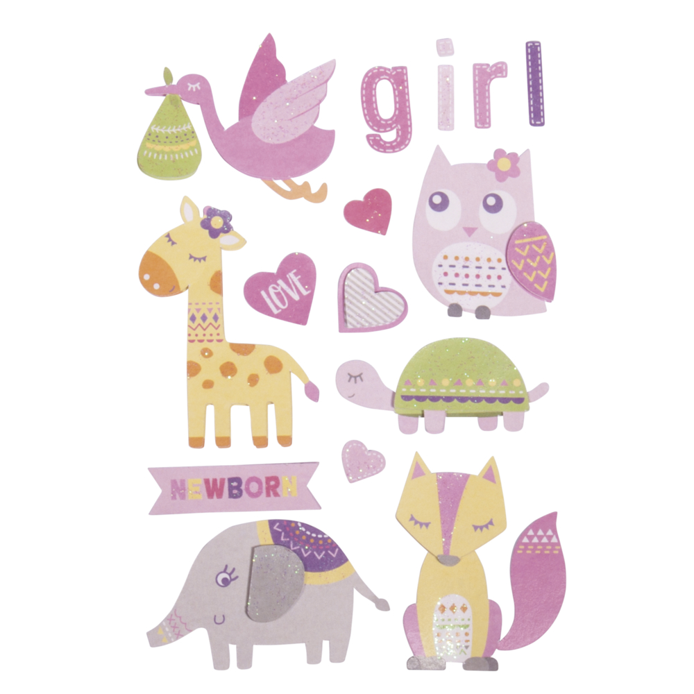 3D Papier Sticker Baby babyrosa