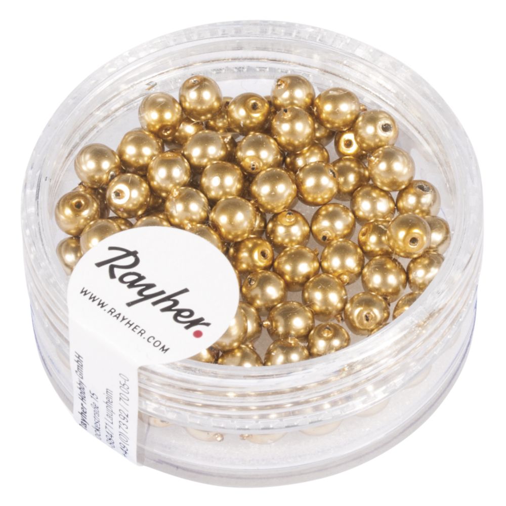 Renaissance Glaswachsperlen, 4 mm ø, gold