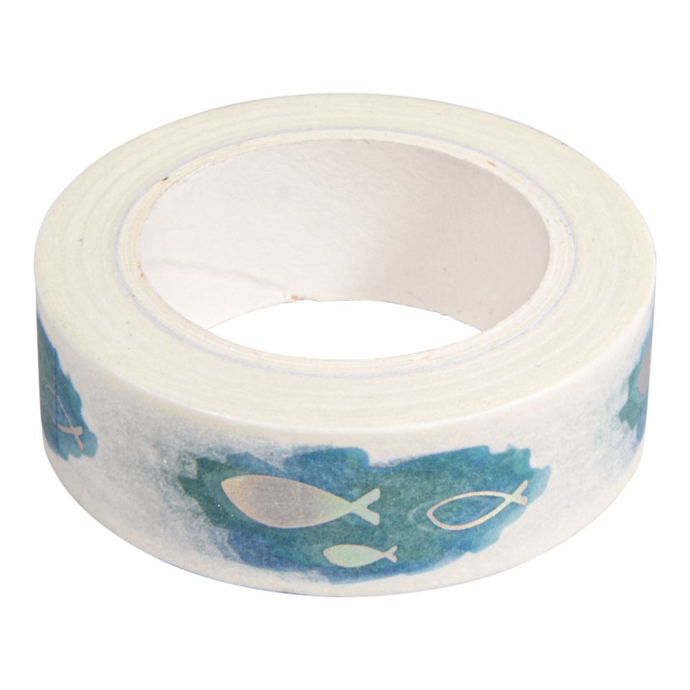 Washi Tape Fische mit Foliendruck hellblau