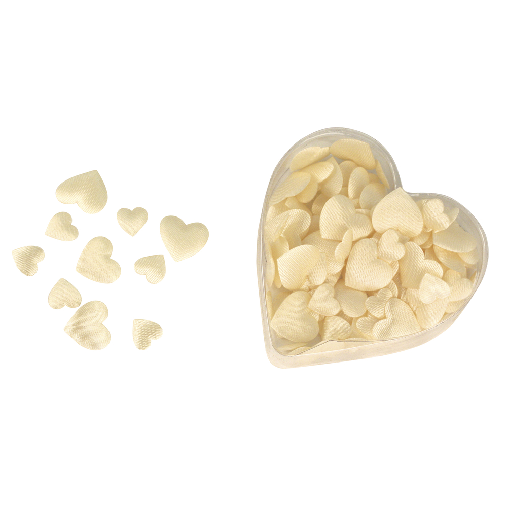 Satin Stoff Streuteile Herz creme