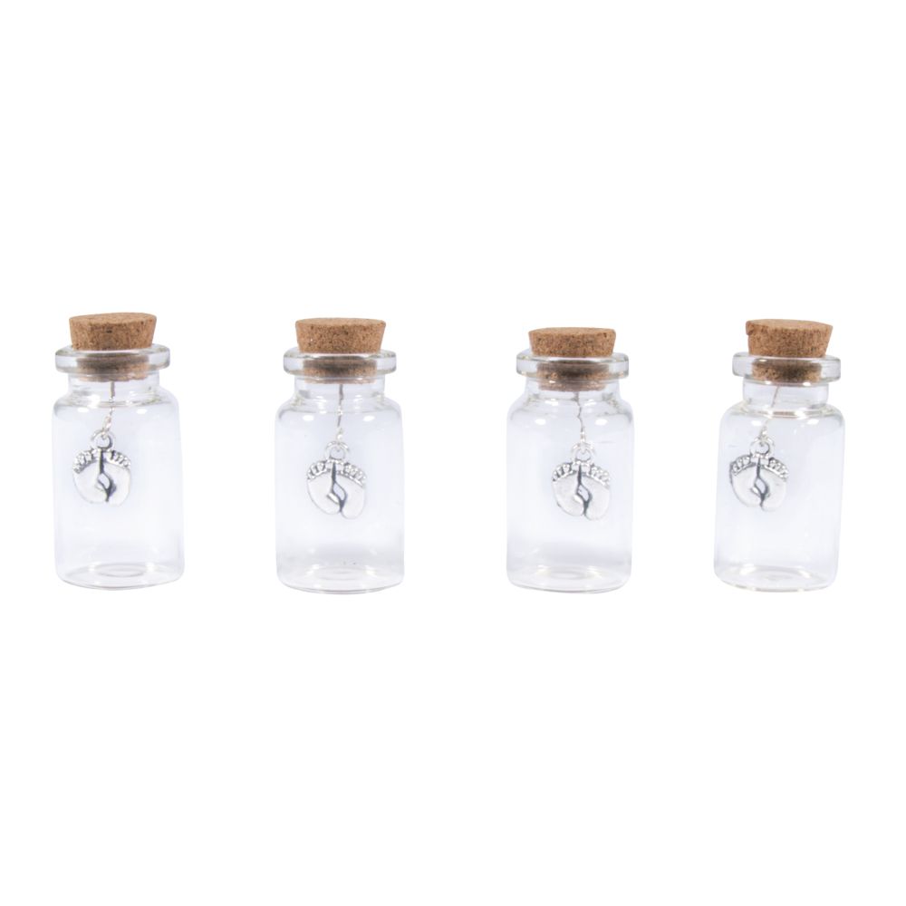 Glasfläschchen mit Charm Babyfüße