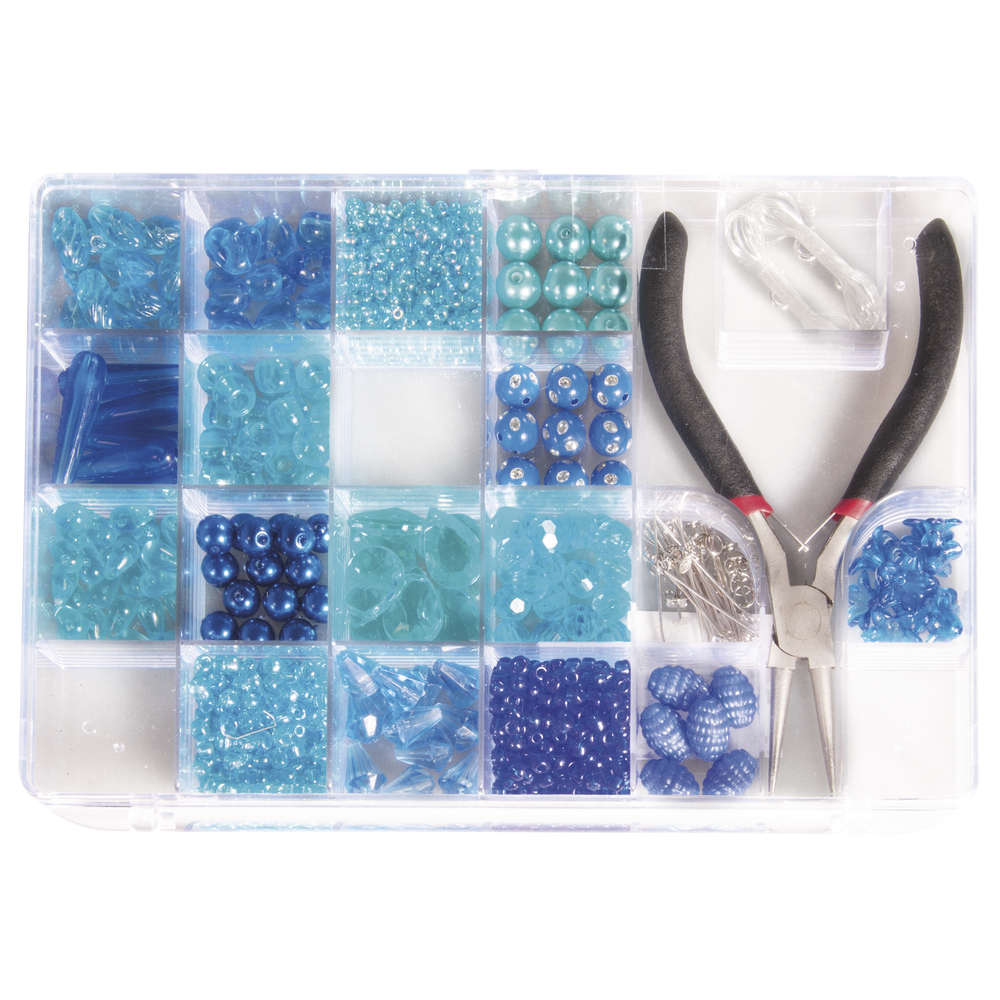 Perlen-Box mit Zange, royalblau