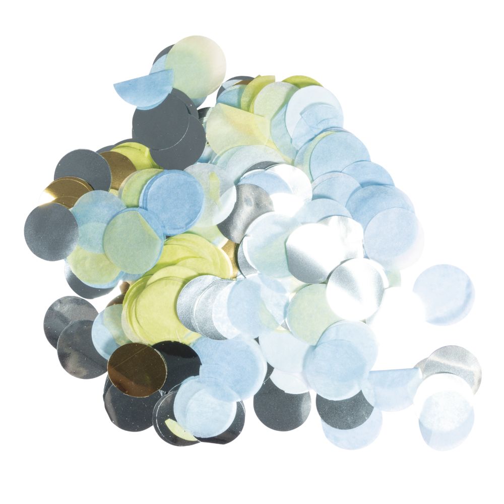 Konfetti gold, blau und grün