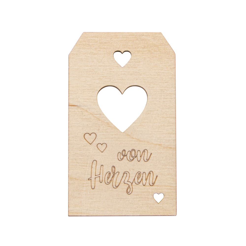 Anhänger aus Holz, von Herzen