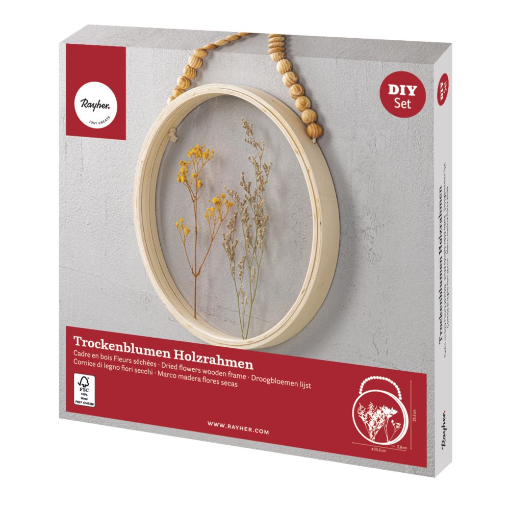 Bastelset Trockenblumen Holzrahmen, FSC 100%