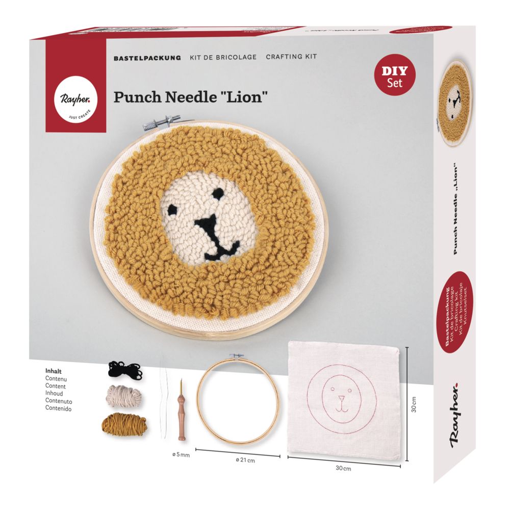 Bastelset Punch Needle Lion, 21cm ø