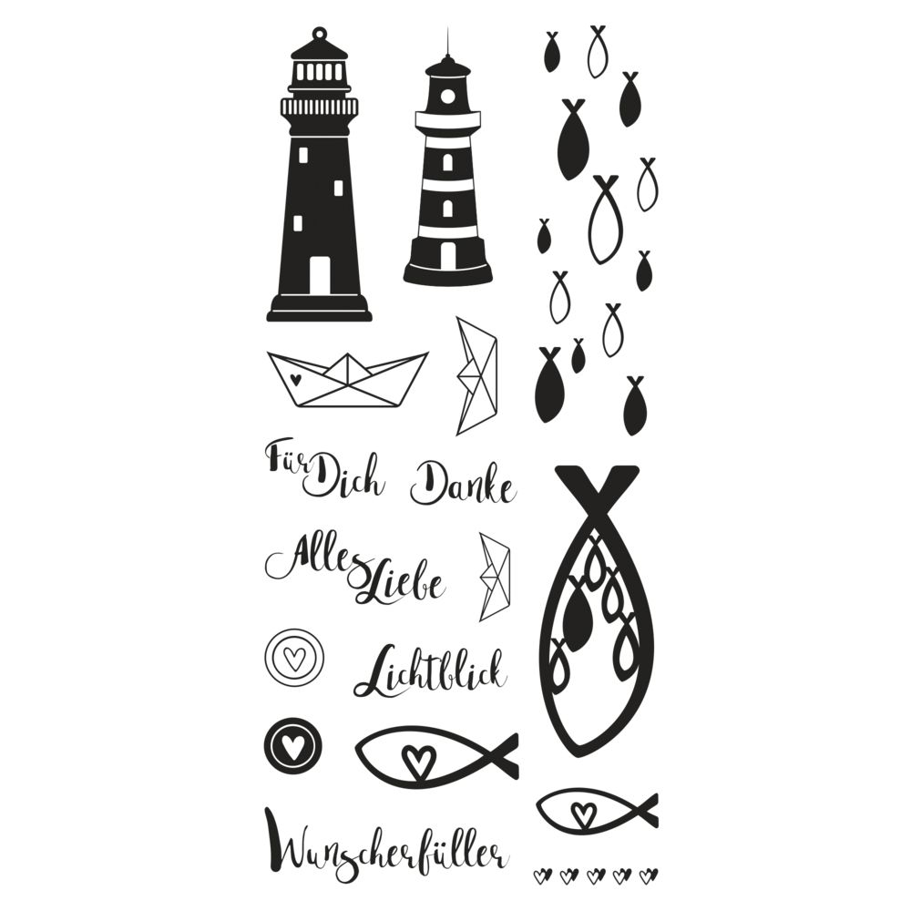 Clear Stamps – Fische, Leuchtturm & Co.