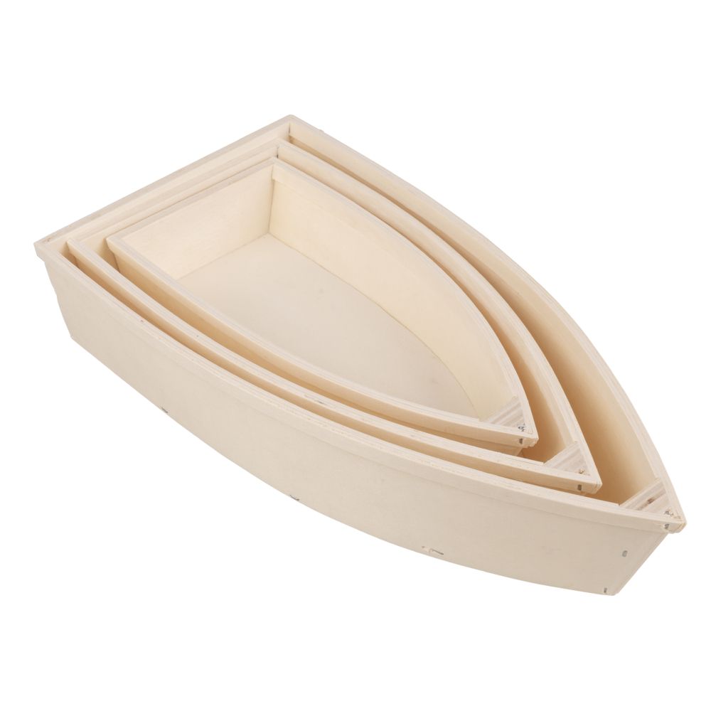 Holz Fischerboote Set, natur