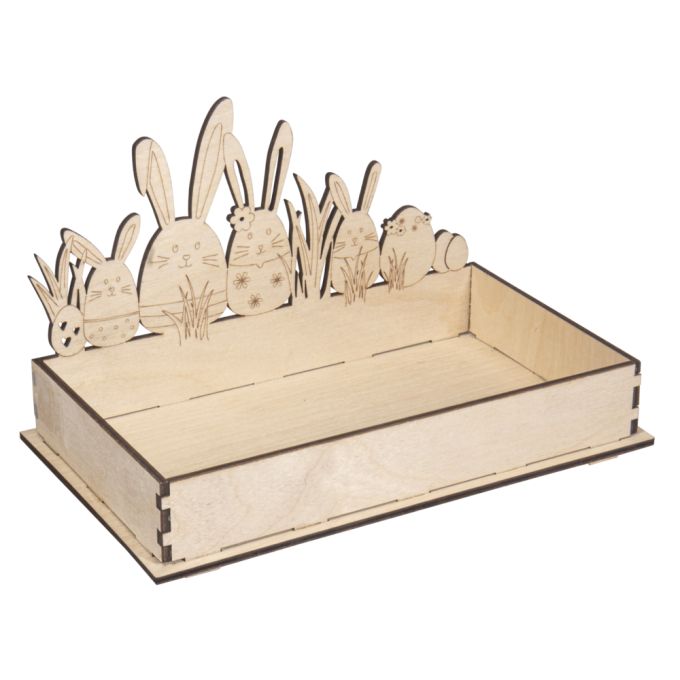 Holztablett Osterhasen natur