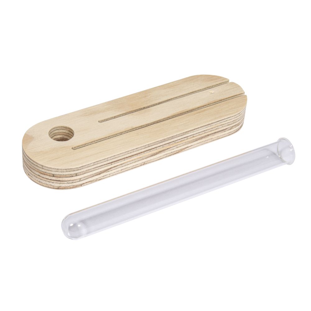 Holzhalter mit Reagenzglas, 16 x 5 x 16 cm