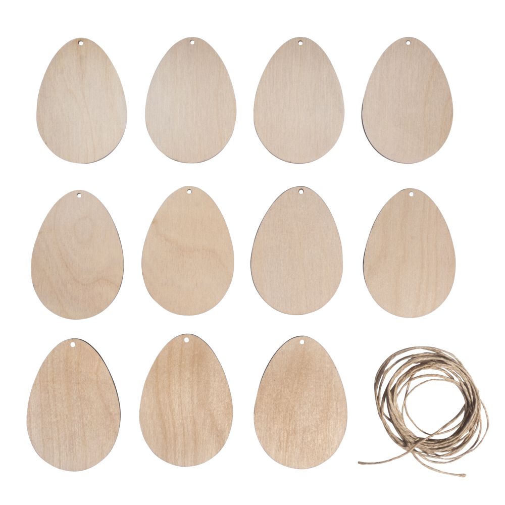 Holz Ei natur mit Kordel