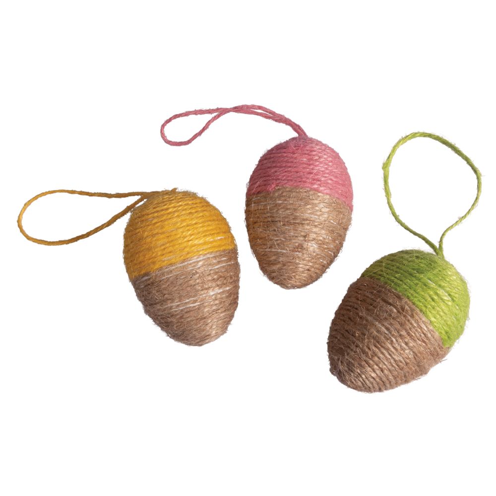 Deko Osterei zum Hängen, umwickelt bunt, groß