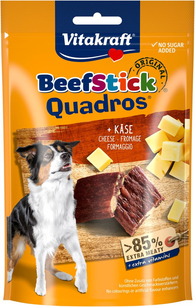 Vitakraft Hundesnacks Beef-Sticks Quadros plus Käse, 70 g