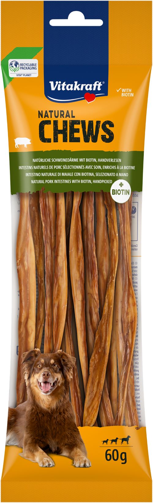 Natural Chews Purer Darmstreifen mit Biotin, getrocknet 60 g