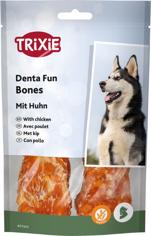 Trixie Denta Fun Kauknochen mit Huhn 11cm / 2 x 60g