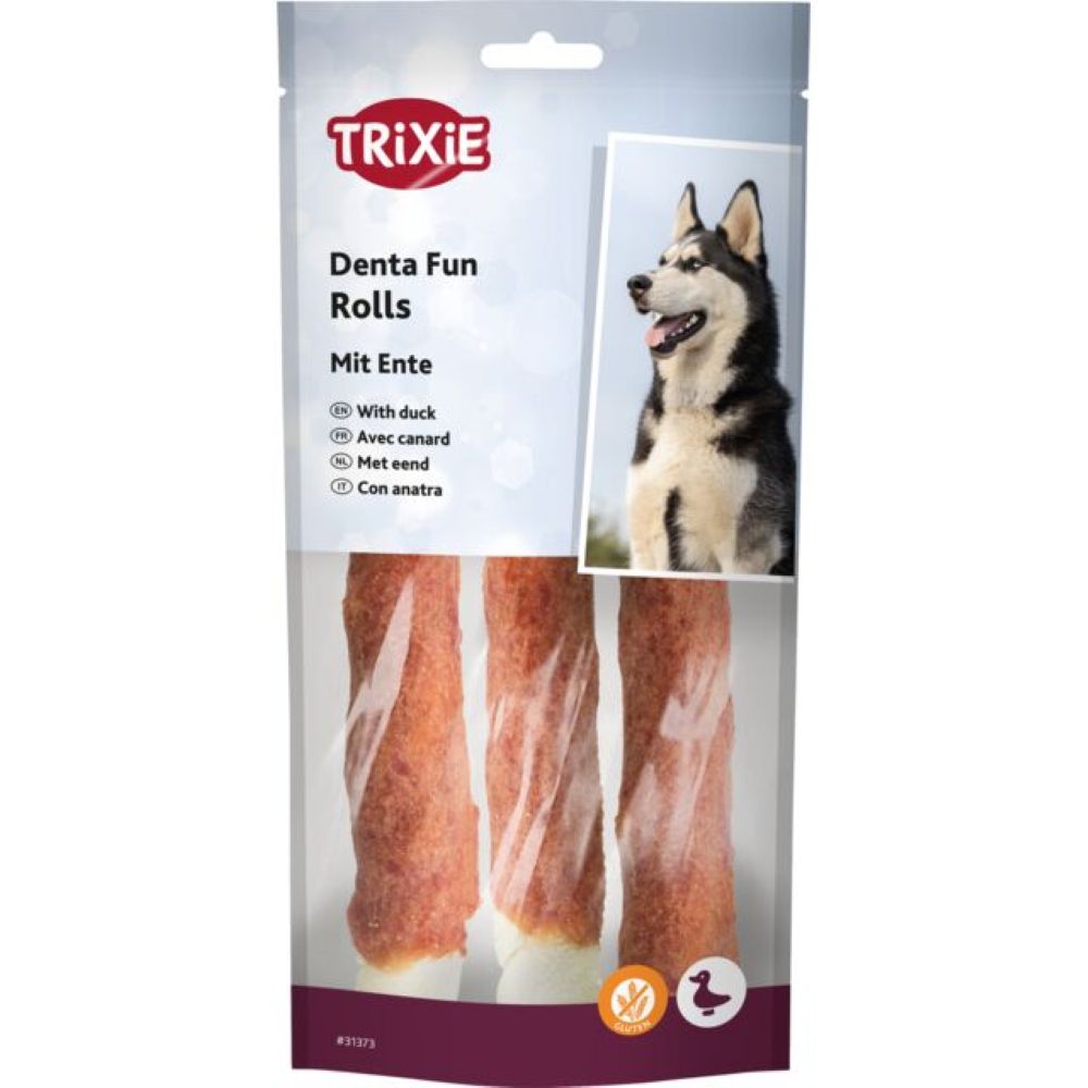 Trixie Denta Fun Kaurollen mit Ente 17cm, 3 St. / 140 g