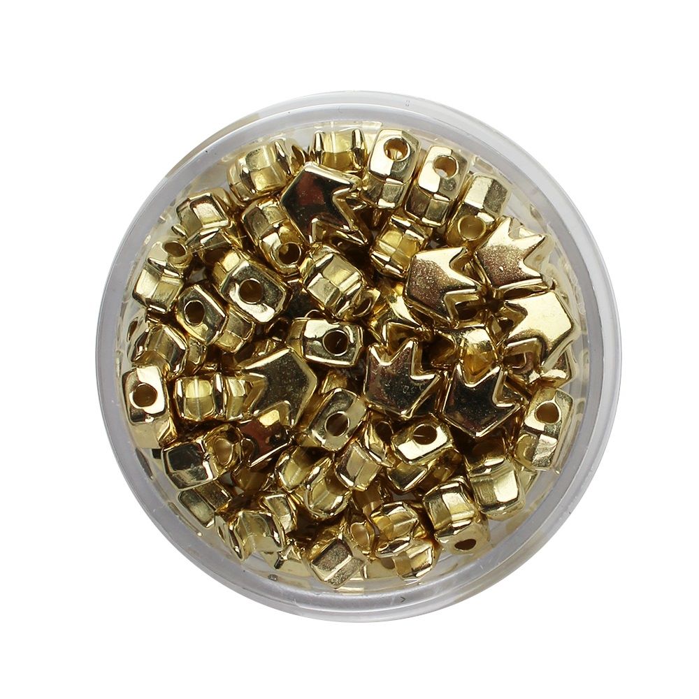 Kunststoffperlen Krone, goldfarben 6 mm