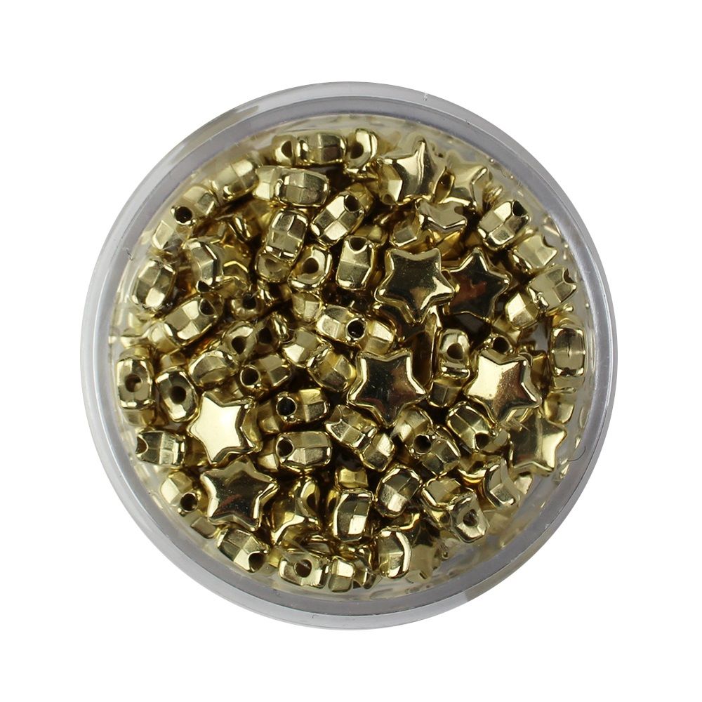 Kunststoffperlen Stern, goldfarben 6 mm