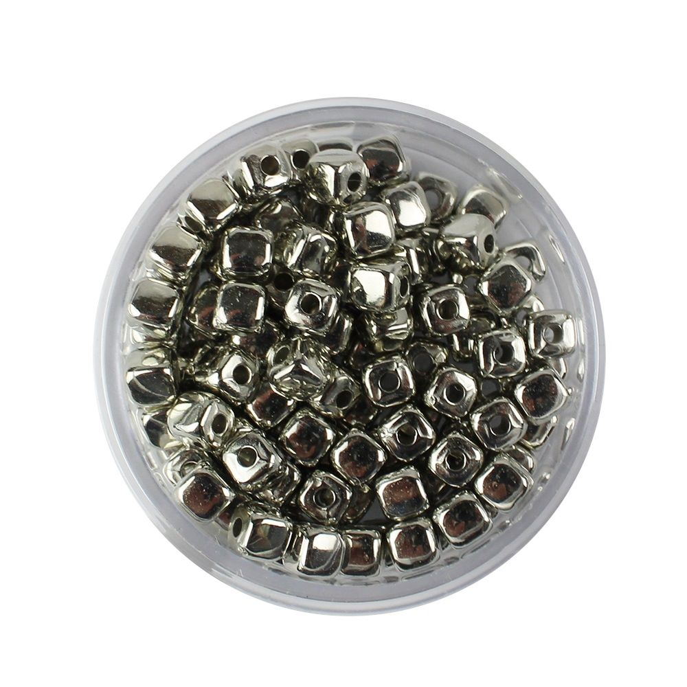 Kunststoffperlen Würfel, platinfarben 4 x 4 mm