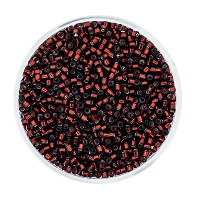 Japanische Delica Miyuki Perlen Silberzug Dunkelrot, 2 mm
