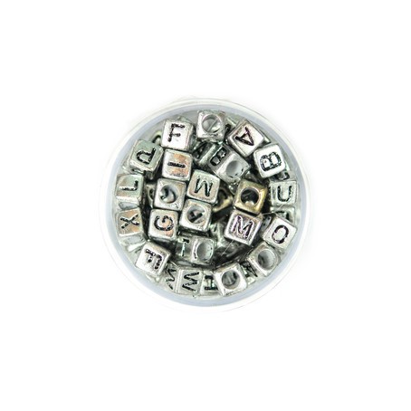 Buchstabenperlen Kunststoff, silber