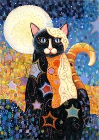 Diamond Painting Katze im Mondlicht