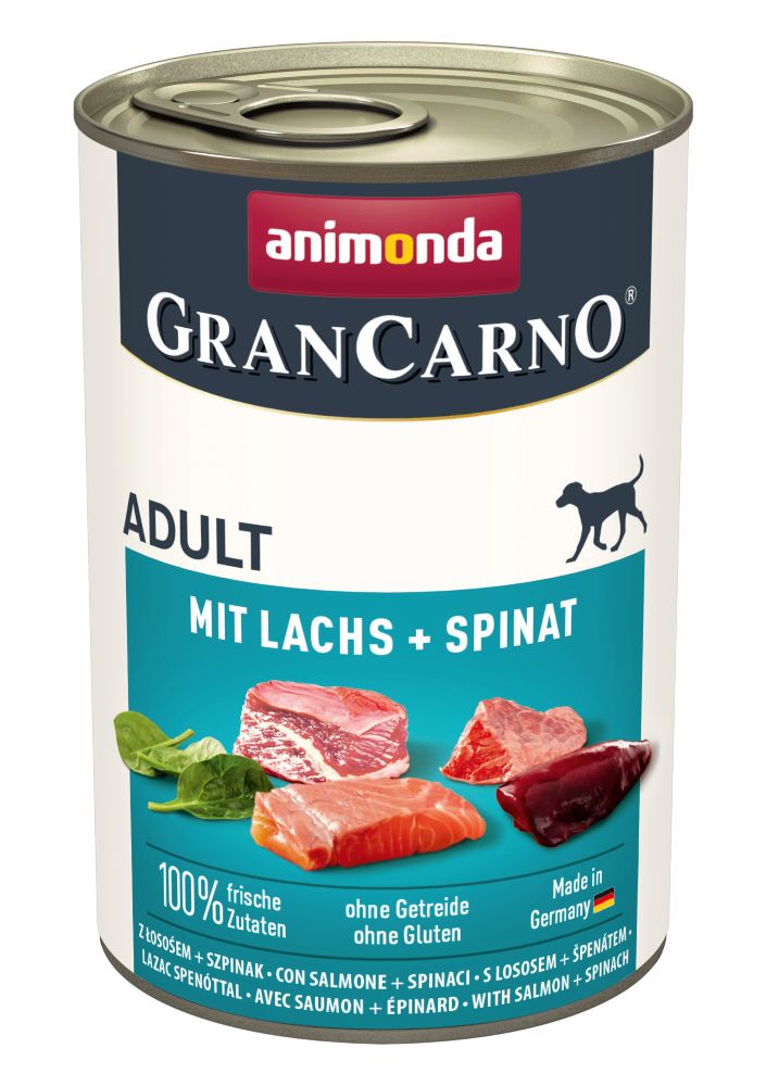 GranCarno Adult mit Lachs + Spinat 400 g