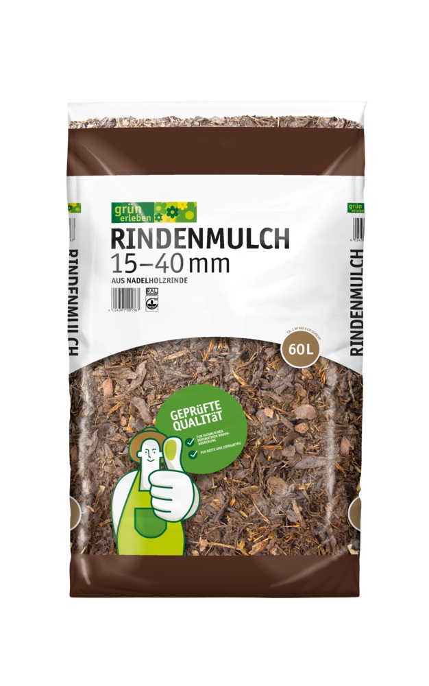 GRÜN ERLEBEN Rindenmulch 15 – 40 mm, 60 L