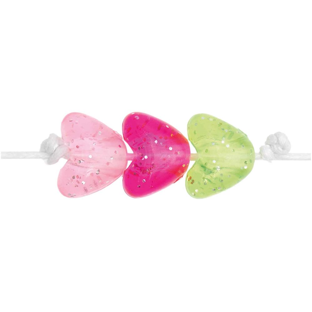 Rico Design Herz Perlen Glitzer, Rosa/Neon