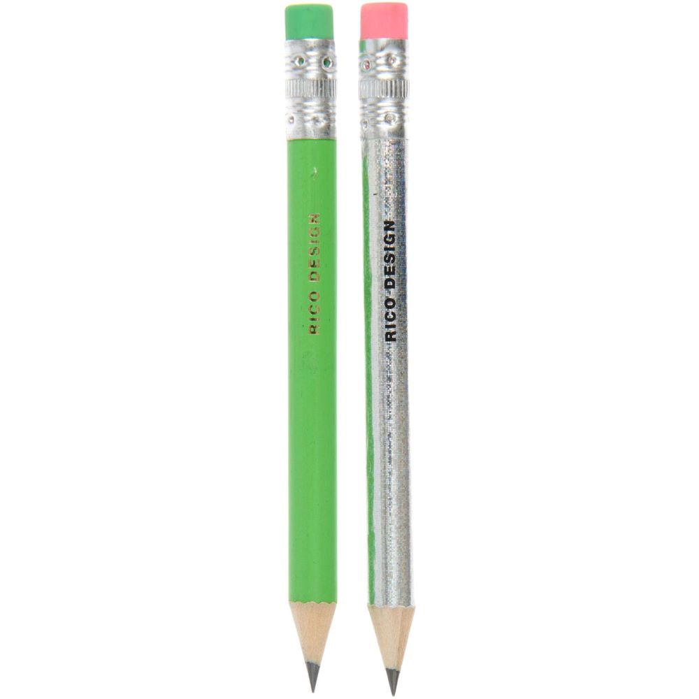Bleistiftset klein, Grün/Silber Holografisch