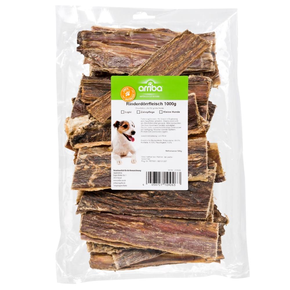 arriba Hundesnack 1kg Rinder-Dörrfleisch