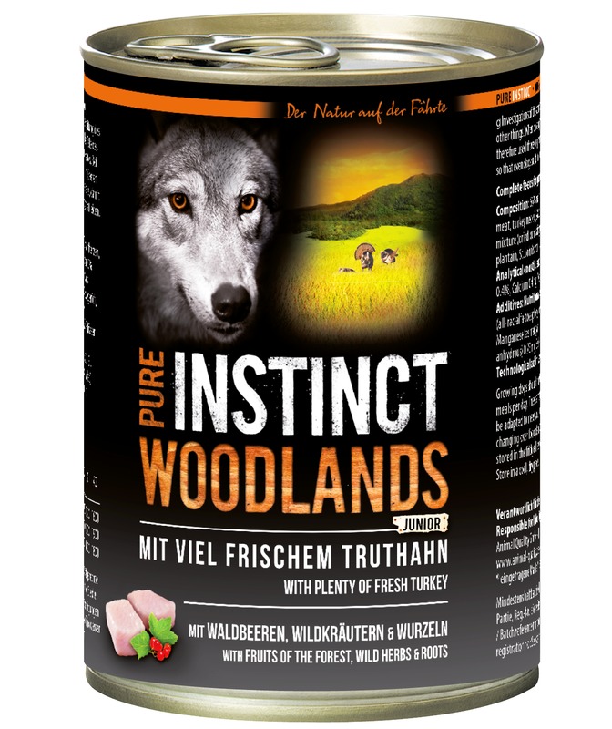 PURE INSTINCT Nassfutter Junior mit Truthahn 800g (Woodlands)