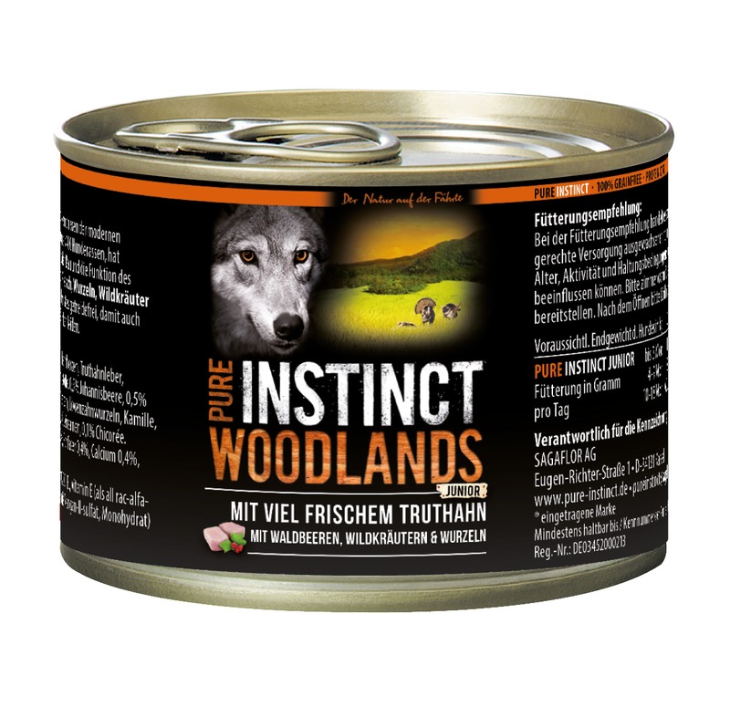 PURE INSTINCT Nassfutter Junior mit Truthahn 200g (Woodlands)